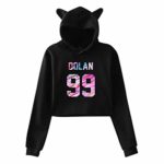 Dolan Twins 99 Crop Top Hoodie for Women Girls Cute Cat Ear Hoodie Hooded Sweatshirt
