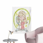 Anzhutwelve Zodiac Gemini Wallpaper Cartoon Style Little Girl with a Mirror and Reflection Twins Concept for KidsMulticolor W20 xL28 The Office Poster