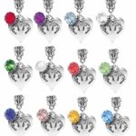 Twins Footprint Heart Crystal Birthstone Dangle Charm for European Bracelets