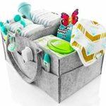 Baby Diaper Caddy Basket, Nursery Storage Bin and Portable Car Stacker Storage Cotton Organiser Bag Felt for Diapers and Wipes