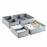 mDesign Soft Fabric Dresser Drawer and Closet Storage Organizer Set for Child/Kids Room, Nursery, Playroom, Bedroom – Rectangular Organizer Bins with Textured Print – Set of 4 – Gray