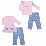 Asher & Olivia Baby Girl Twin Outfits Long-Sleeve Shirt Leggings Gifts Set