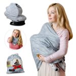 Nursing Breastfeeding Cover Scarf – Baby Car Seat Canopy, Shopping Cart, Stroller, Carseat Covers for Girls and Boys – Grey Arrows