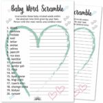 50 Pack Baby Shower Word Scramble Game Cards | Answer Card Included | Fun for Gender Neutral, Gender Reveal, Boy, and Girl Decoration Themes | Perfect for Sprinkles, Prizes, Favors and Decorations