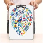 Custom Printing Clipboard,Hardboard Clipboard Pack,Collage of Toys for Newborn Baby Boy Train Alphabet,Office School Workers Business use