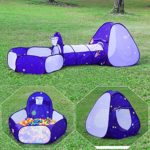 Homfu Kids Tent with Tunnel Pop-Up Playhouse with Ball Pit and Basket Hoop for Children&Toddler to Crawl Birthday Gift Play Tent for Boys Girls (Purple)