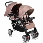 Costzon Double Stroller, Twin Tandem Baby Stroller with Adjustable Backrest, Footrest, 5 Points Safety Belts, Foldable Design for Easy Transportation (Grey)