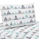 Sweet Jojo Designs Navy Blue, Aqua and Grey Aztec Twin Sheet Set for Mountains Collection 3 Piece Set