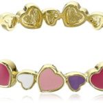 Little Miss Twin Stars Girls’ 14K Gold Plated Multi-Color Hearts White Enamel Bangle Bracelet