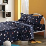 KFZ Twin Bed Sheets Set for Boys and Girls –Navy Blue, Solar System Planets Printed 3 Pieces Bedding with 1 Fitted Sheet, 1 Flat Sheet, 1 Pillowcase –Soft Egyptian Quality Brushed Microfiber Bed Set