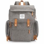 Parker Baby Diaper Backpack – Large Diaper Bag with Insulated Pockets, Stroller Straps and Changing Pad -“Birch Bag” – Gray