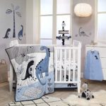 Lambs & Ivy Baby Dino Blue/White Dinosaur Nursery 6-Piece Crib Bedding Set