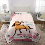 Dreamworks Spirit Riding Free Kids Bedding Soft Microfiber Reversible Comforter, Twin Size 64″ x 86″, White/Pink