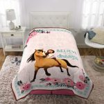 Dreamworks Spirit Riding Free Kids Bedding Soft Microfiber Reversible Comforter, Twin Size 64″ x 86″, White/Pink