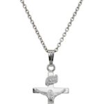 Sterling Silver Children’s Polished Crucifix Cross Pendant Necklace