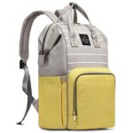 HaloVa Diaper Bag, Trendy Baby Nappy Backpack, Anti-Theft Travel Shoulders Bag, Large Maternity Infant Nursing Rucksack, with Insulated Milk Bottle Pockets and Wet Clothing Pocket, Yellow Gray