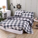Nattey Duvet Cover Set Grid Bedding Set with Zipper (Twin, Grid)