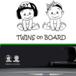 Twins on Board Decal Sticker for Rear car Minivan SUV Window Twins Siblings … (Girl & Boy, Black)