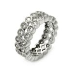 Clear Bezel Set Cubic Zirconia Twin Row Eternity Ring Rhodium Plated Sterling Silver