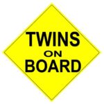 Twins on Board Magnet – Reflective Car Magnet – 7.5″x7.5″ Magnetic car sign.