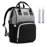 Upsimples Diaper Bag Maternity Nappy Bag Backpack Waterproof Diaper Backpack Large Capacity Baby Bag for Mom&Dad with Stroller Straps(Black and Grey)