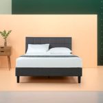 Zinus Lottie Upholstered Square Stitched Platform Bed / Mattress Foundation / Easy Assembly / Strong Wood Slat Support, Twin