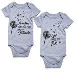 2PCS Child Baby Boy Girl Unisex Funny Onesie Sometimes When You Pray for a Miracles God Gives You Two Twins Short Sleeve Winter Romper Shower Gift Organic Gray Bodysuit Newborn 0-3 Months