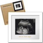 Premium Wood Sonogram Sized Photo Frame Nursery Decor Expecting New Parent Baby Shower Keepsake Love at First Sight (White Gold)