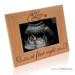 Love at First Sight Sonogram Photo Frame – Engraved Natural Solid Wood Picture Frame (3 1/2 x 5 Horizontal)