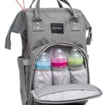 Diaper Bag for Dad Girls and Boys – Baby Backpack with Free Changing Pad – Waterproof Maternity Bag Organizer for Girls – Large Capacity Nappy Tote Stylish and Durable for Men and Women -Grey