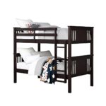 Dorel Living Dylan Kids Bunk Beds, with Guard Rail and Ladder,Wood, Twin Over Twin, Espresso