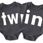 Mini honey 2Pcs Newborn Twins Baby Boys Girls Short Sleeve Cute Romper Bodysuit Summer Outfit Clothes (0-3 Months, Charcoal Black)