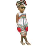 WOCACHI Toddler Kid Baby Girls African Print Sleeveless Romper Hair Band Jumpsuit Clothes Infant Bodysuits Rompers Clothing Sets Christening Short Sleeve Organic Cotton Sunsuits