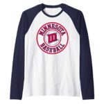 Minnesota Baseball Badge | Minneapolis Twin City Retro Gift Raglan Baseball Tee