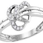 Midwest Jewellery 10K White Gold Twin Hearts Ring Fashion Promise Ring For Her With Diamond Accemts