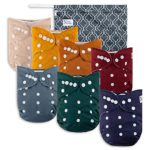 Pacific Neutrals Baby Cloth Pocket Diapers 7 Pack, 7 Bamboo Inserts, 1 Wet Bag by Nora’s Nursery