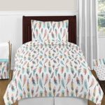 Sweet Jojo Designs 4-Piece Feather Girls Kids Childrens Teen Twin Bedding Set