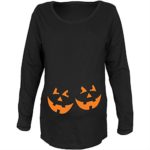 Halloween Twins Jack-O-Lantern Glow Black Maternity Soft Long Sleeve T-Shirt