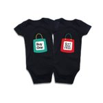 Twins Baby Bodysuits Clothes Boys Girls Short Sleeve Outfits (Black 01, 9-12 Months)