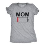 Womens Mom Battery Low Funny Empty Tired Parenting Mother T Shirt