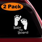 TOTOMO Baby on Board Sticker – (Set of 2) Funny Cute Cool Safety Caution Decal Sign for Car Windows and Bumpers – Footprint ALI-037