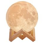Mind-glowing 3D Moon Lamp – 16 LED Colors, Dimmable, Rechargeable Night Light (Large, 5.9in) with Wooden Stand, Remote & Touch Control – Nursery Decor for your Baby, Birthday Gift Idea for Women