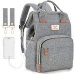 Diaper Bag Backpack with USB Charging Port and Stroller Straps, Maternity Nappy Bag with Insulated Feeding Bottle Pocket
