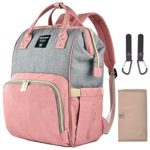 Diaper Bag Organizer Insulated Waterproof Travel Nappy Backpack Large Capacity Tote Shoulder Nappy Bags for Mommy Backpack with Multi-Function, Durable and Stylish (Grey & Pink)