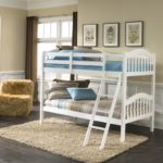 Storkcraft Long Horn Solid Hardwood Twin Bunk Bed, White Twin Bunk Beds for Kids with Ladder and Safety Rail