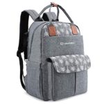 Lekebaby Large Diaper Bag Backpack with Changing Pad and Stroller Straps with Arrow Print, Gray