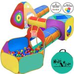 Gift for Toddler Boys & Girls, Ball Pit, Play Tent and Tunnels for Kids, Best Birthday Gift for 1 2 3 4 5 Year old, Pop Up Baby Play Toy, Target Game w/ 4 Dart balls, Indoor & Outdoor Use, Storage Bag