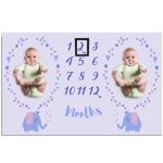 SHELLBOBO Twins Baby Gifts & Monthly Milestone Photo Blanket Elephant 35″×63″