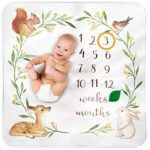 Bubzi Co Baby Monthly Milestone Blanket | Baby Girl Gifts & Baby Boy Gifts | Watch Me Grow Woodland Nursery Décor | European Design | Gender Neutral for Newborn Girl & Boy