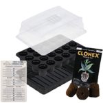 Super Sprouter 24 Site Micro Greenhouse Cloning Starter Tray Kit with Root Riot Plugs and Clonex Rooting Gel 15ml + Twin Canaries Chart